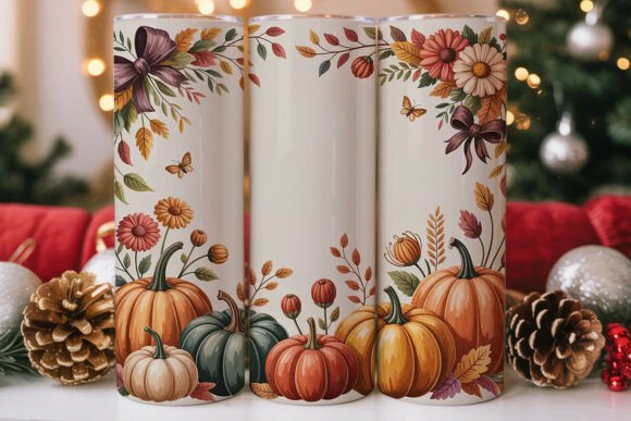 Autumn Pumpkin Floral Tumbler