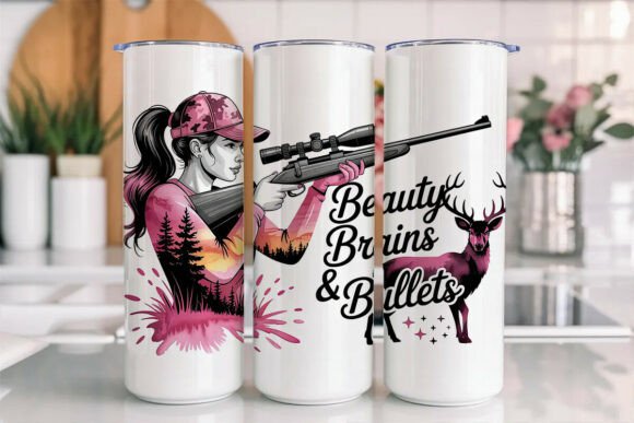 Beauty Brains & Bullets Hunting Girl Tumbler
