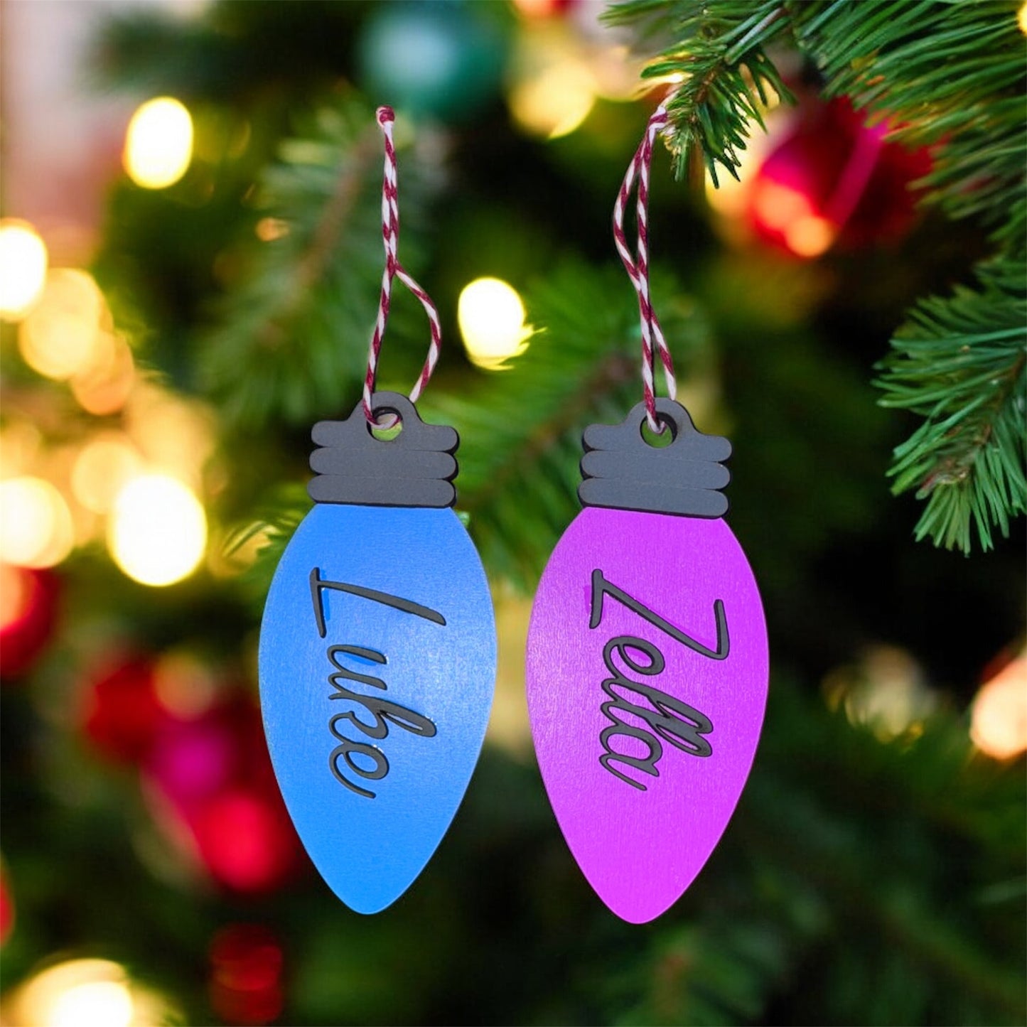 Personalized Christmas Light Bulb Ornament