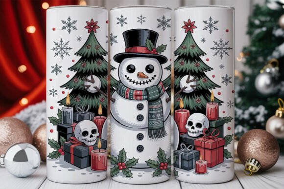 Gothic Snowman Christmas Tumbler 20oz 30oz Fast Shipping