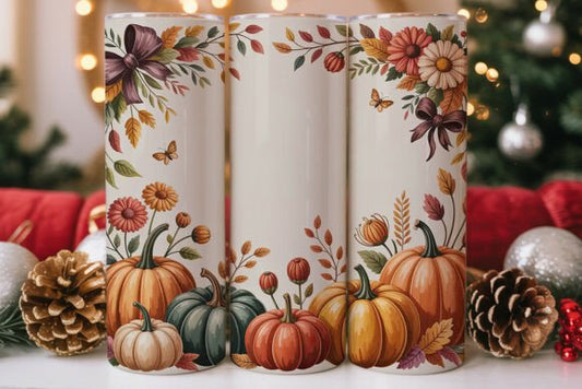 Autumn Pumpkin Floral Tumbler