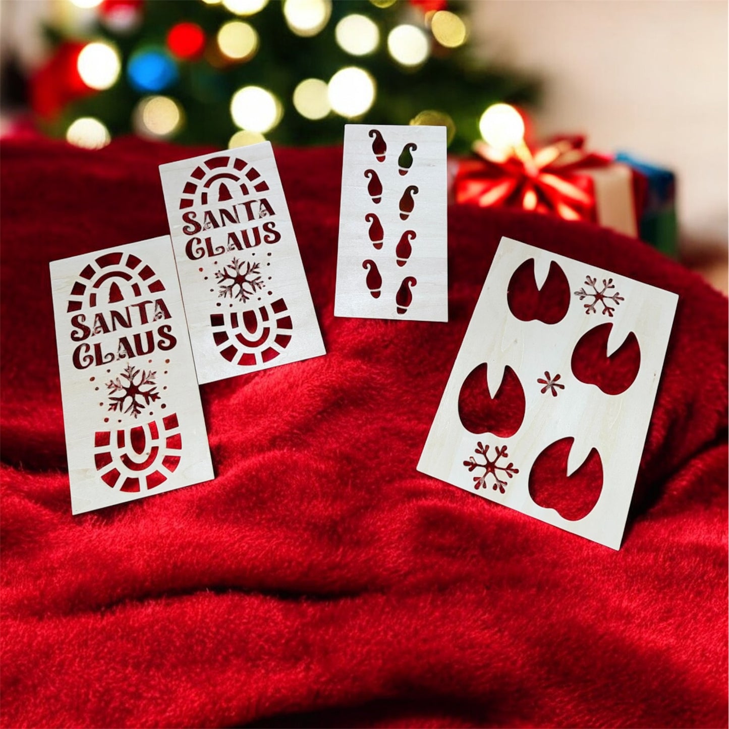Reusable Christmas Footprint Stencils | Santa Shoe Print | Elf Shoe Print | Reindeer Footprints