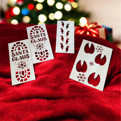 Reusable Christmas Footprint Stencils | Santa Shoe Print | Elf Shoe Print | Reindeer Footprints