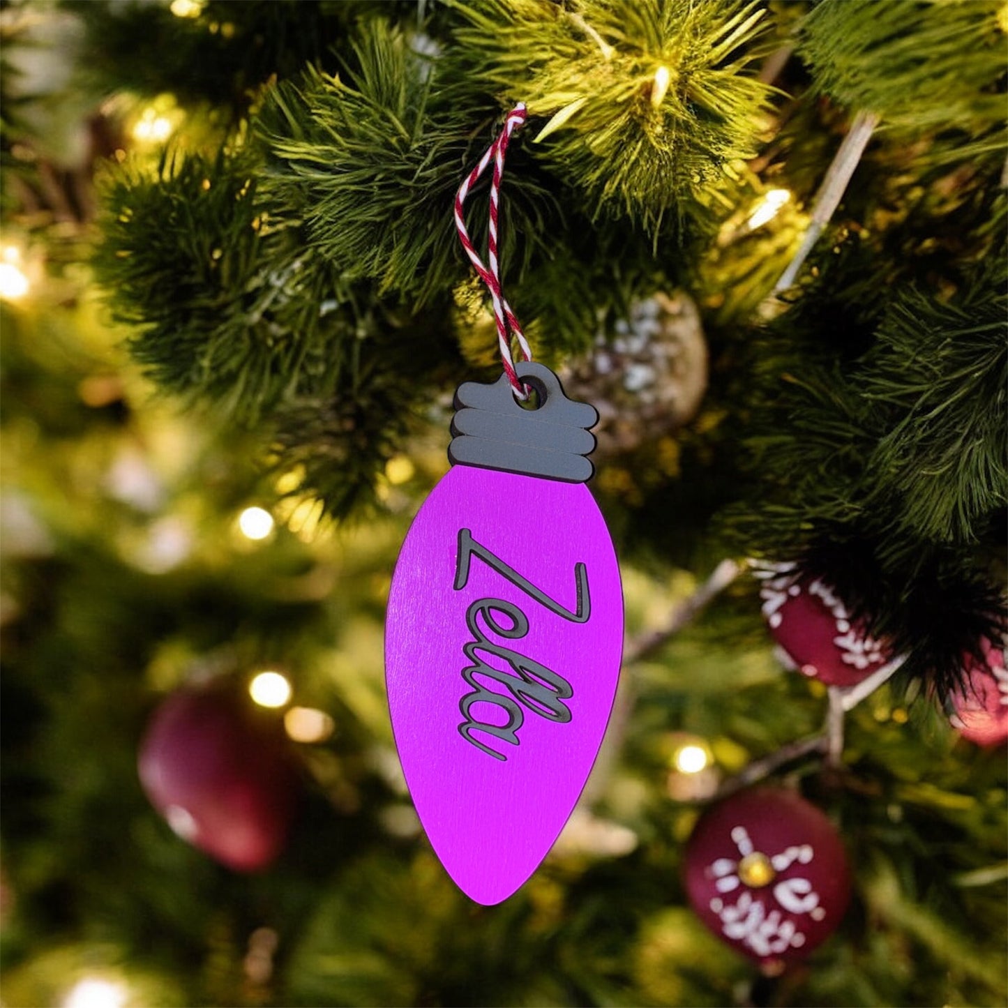 Personalized Christmas Light Bulb Ornament