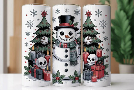 Gothic Snowman Christmas Tumbler 20oz 30oz Fast Shipping