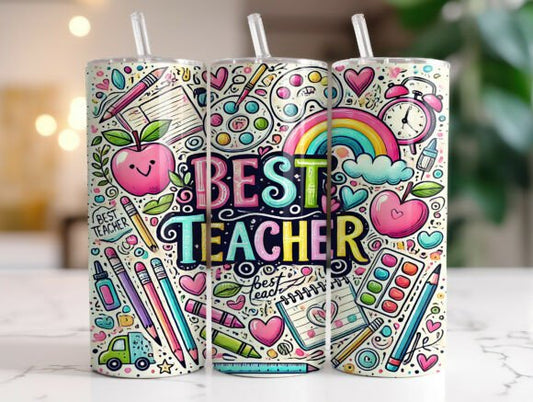 Cute Neon Best Teacher Tumbler