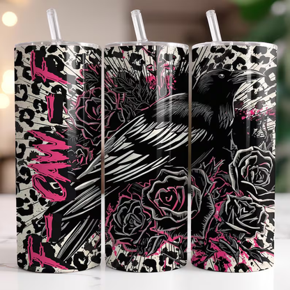 F-CAW-F 20oz Tumbler Pink And Leopard Print With Roses