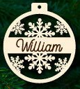 Snowflake Christmas Tree Ornament With Custom Name - Laser Cut & Engraved