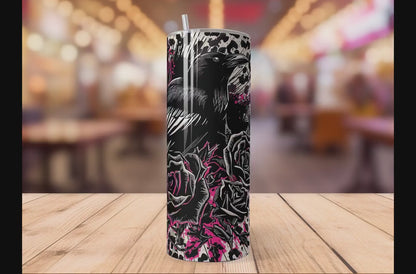 F-CAW-F 20oz Tumbler Pink And Leopard Print With Roses